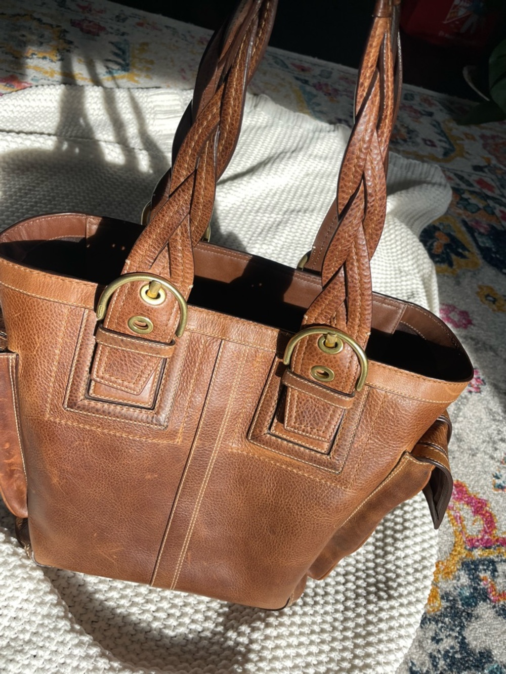 2006 Coach Mia SoHo Tote Whiskey Braided Straps Leather Vintage Y2K Satchel